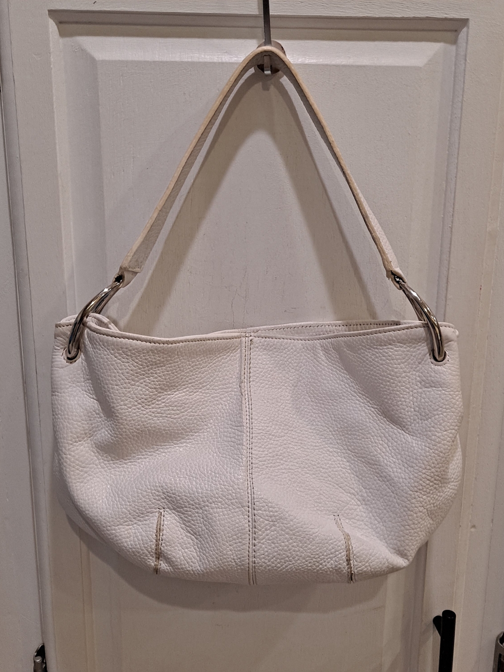 ANTONIO MELANI Vintage Y2K White Pebbled Leather Slouchy Hobo Shoulder Bag